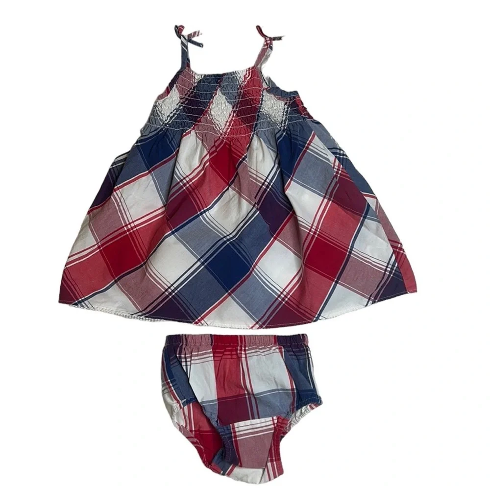 Old Navy Red, White, And Blue Forth Of July Plaid Dress Set - Picture 1 of 9